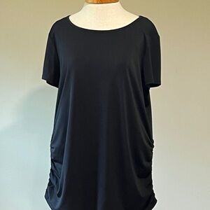 Elle Black Ruched Tunic Top Size L